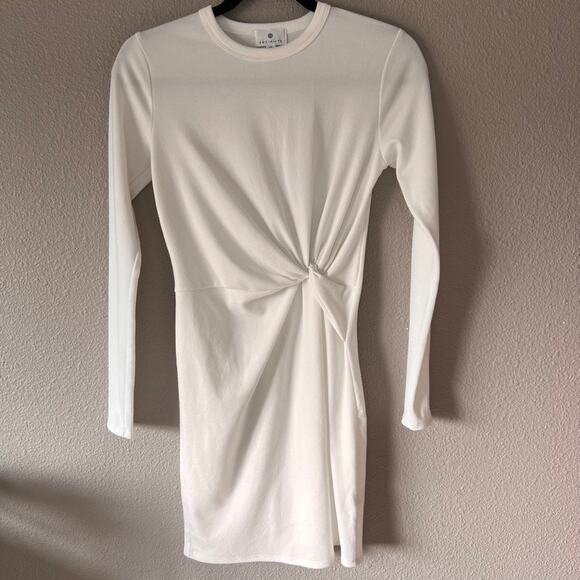 Socialite Twist Waist Bodycon Accentuating Long Sleeve Ribbed Stretch Dress XS - Picture 4 of 8